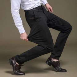 Moda de vară pentru bărbați, ocazional de afaceri, pantaloni lungi, pantaloni de costum, pantaloni formali drepti, elastici, plu