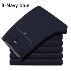 Moda de vară pentru bărbați, ocazional de afaceri, pantaloni lungi, pantaloni de costum, pantaloni formali drepti, elastici, plu