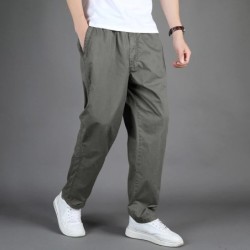 Pantaloni cargo drepți pentru bărbați, pantaloni casual, monocromatici, marimi mari, M-6XL, talie elastică, 100% bumbac  2024 no