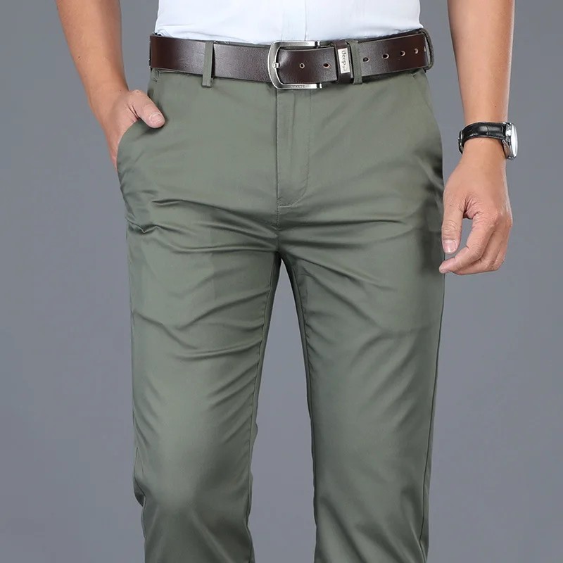 Pantaloni casual din bumbac Îmbrăcăminte pentru bărbați Drepți, verde, negru, kaki, marcă masculină