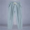Pantaloni pentru bărbați, bumbac, in, pantaloni casual, de culoare solidă, respirabili, pantaloni largi, pantaloni drepti cu șnu