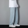 Blugi lungi ocazional pentru bărbați, bărbați clasici, drepți, pantaloni largi, culoare solidă, albastru deschis, gri, negru 3XL