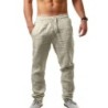 Pantaloni pentru bărbați, din bumbac, in, toamnă, noi, respirabili, de culoare uni, pantaloni de in, îmbrăcăminte de fitness, S-