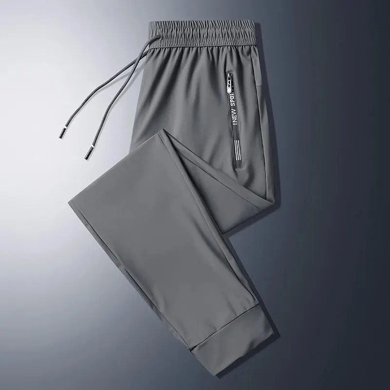 Pantaloni subțiri din mătase de gheață de vară pentru bărbați Îmbrăcăminte de lucru în stil lejer Pantaloni sport cu uscare rapi