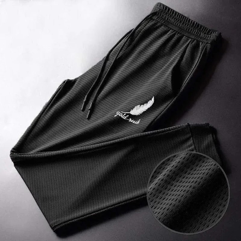 Pantaloni din mătase de gheață pentru bărbați, de vară, cu plasă, respirabili, casual, subțiri, cu uscare rapidă, pantaloni larg Pantaloni din mătase de gheață pentru bărbați, de vară, cu plasă, respirabili, casual, subțiri, cu uscare rapidă, pantaloni larg