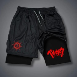 Pantaloni scurți de compresie 2 în 1 pentru bărbați Pantaloni scurți de alergare pentru antrenament de gimnastică cu buzunare pe