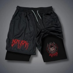 Pantaloni scurți de compresie 2 în 1 pentru bărbați Pantaloni scurți de alergare pentru antrenament de gimnastică cu buzunare pe