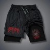 Pantaloni scurți de compresie 2 în 1 pentru bărbați Pantaloni scurți de alergare pentru antrenament de gimnastică cu buzunare pe