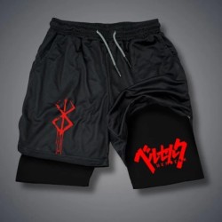 Pantaloni scurți de compresie 2 în 1 pentru bărbați Pantaloni scurți de alergare pentru antrenament de gimnastică cu buzunare pe