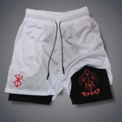 Pantaloni scurți de compresie 2 în 1 pentru bărbați Pantaloni scurți de alergare pentru antrenament de gimnastică cu buzunare pe