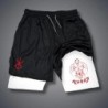 Pantaloni scurți de compresie 2 în 1 pentru bărbați Pantaloni scurți de alergare pentru antrenament de gimnastică cu buzunare pe