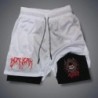 Pantaloni scurți de compresie 2 în 1 pentru bărbați Pantaloni scurți de alergare pentru antrenament de gimnastică cu buzunare pe