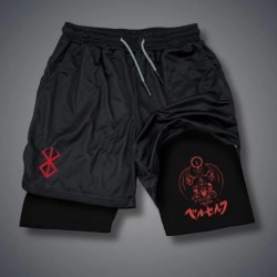 Pantaloni scurți de compresie 2 în 1 pentru bărbați Pantaloni scurți de alergare pentru antrenament de gimnastică cu buzunare pe