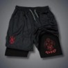 Pantaloni scurți de compresie 2 în 1 pentru bărbați Pantaloni scurți de alergare pentru antrenament de gimnastică cu buzunare pe