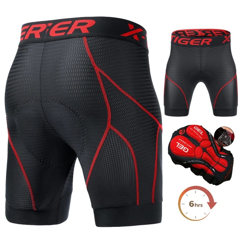 X-TIGER Pantaloni scurți pentru ciclism pentru bărbați, căptușiți 5D, pentru călărie, bicicletă, biciclete MTB, pantaloni scurți