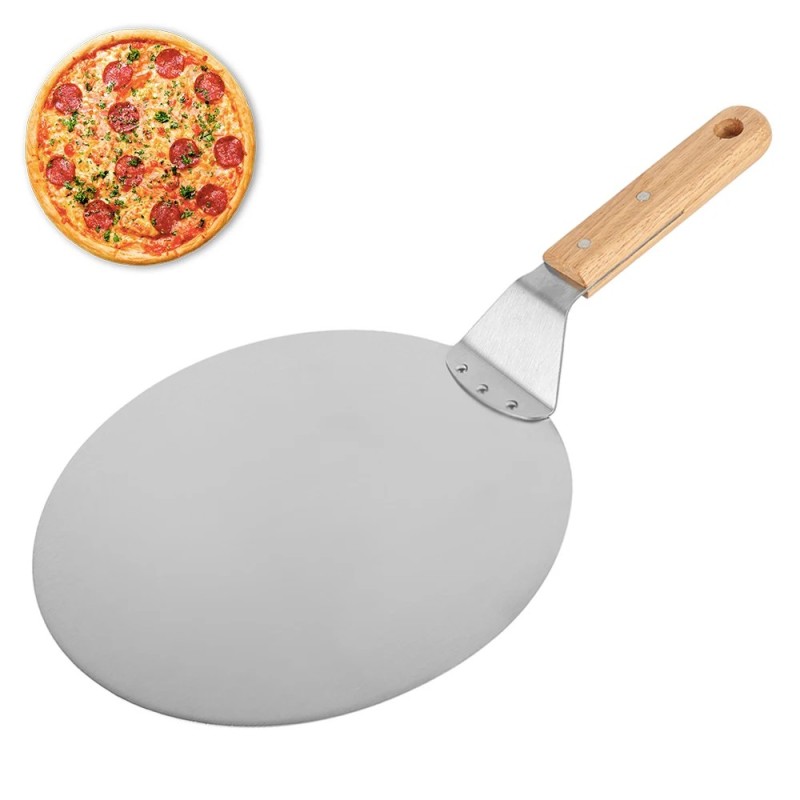 Lopata pentru pizza de 6,5/10/12 inch Coji de pizza antiaderent din metal cu mâner din lemn Tavă de transfer pentru ridicarea pr Lopata pentru pizza de 6,5/10/12 inch Coji de pizza antiaderent din metal cu mâner din lemn Tavă de transfer pentru ridicarea pr