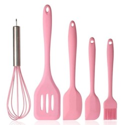 Set de ustensile de gătit din silicon 5 buc. Spatulă antiaderență din silicon pentru prăjituri Lopată pentru gătit tel pentru ul