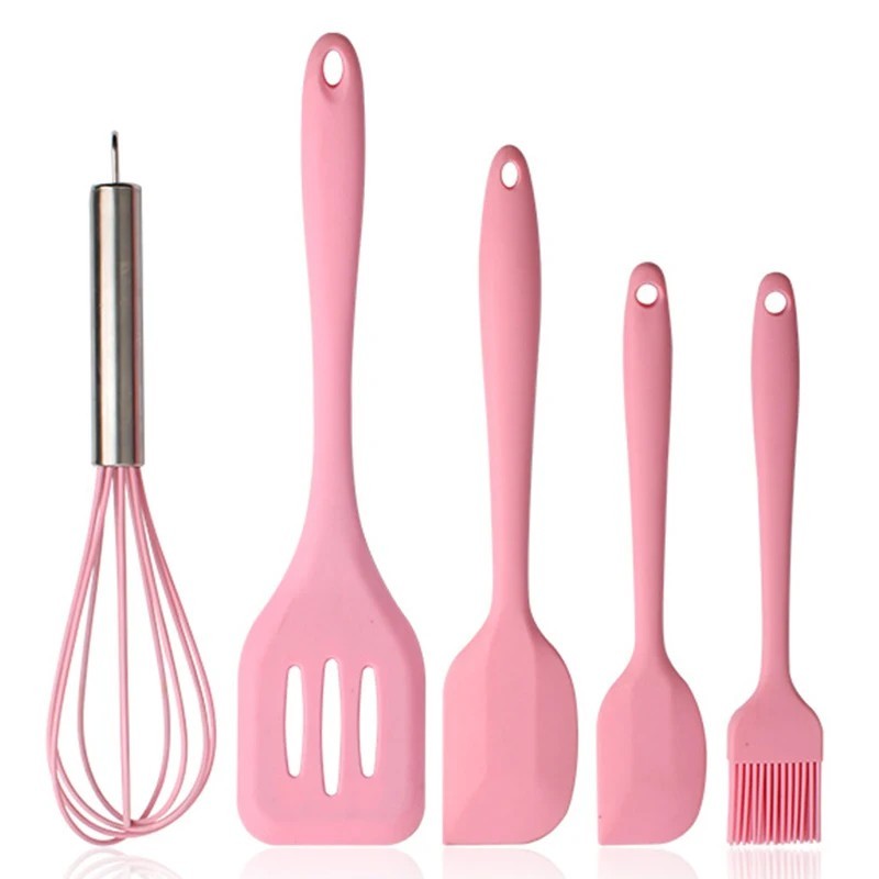 Set de ustensile de gătit din silicon 5 buc. Spatulă antiaderență din silicon pentru prăjituri Lopată pentru gătit tel pentru ul