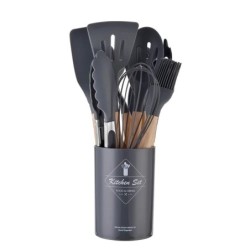Set de ustensile de bucătărie, 12 bucăți din silicon, ustensile de bucătărie antiaderente, spatulă, lopată, bătători de ouă, mân