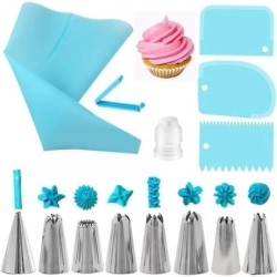 Geantă de decorare din silicon set vârf de decorare din oțel inoxidabil duză pentru decorarea prăjiturii Bucătărie DIY Instrumen