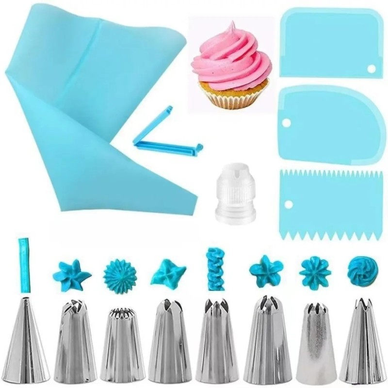Geantă de decorare din silicon set vârf de decorare din oțel inoxidabil duză pentru decorarea prăjiturii Bucătărie DIY Instrumen