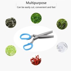Cuțite multifuncționale din oțel inoxidabil Foarfece de bucătărie Dispozitiv pentru tăiat șapte și ierburi Condimente Foarfecă p