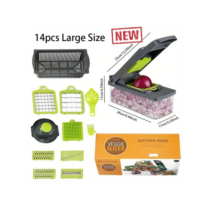 Set 14 buc/16 buc, tocator de legume, feliere multifunctionala de fructe, razatoarea manuala pentru alimente, tocator de legume,