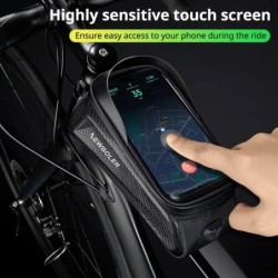 NEWBOLER Geantă pentru bicicletă, cadru de 2 l, cu tub din față, geantă pentru ciclism Suport pentru husă pentru telefon, imperm