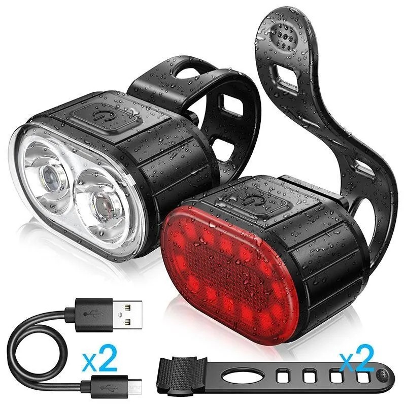 Ciclism Ciclism Bicicletă Față Spate Set Bicicletă Încărcare USB Far Lumină MTB Impermeabil Lampă spate LED Lantern Piese pentru Ciclism Ciclism Bicicletă Față Spate Set Bicicletă Încărcare USB Far Lumină MTB Impermeabil Lampă spate LED Lantern Piese pentru