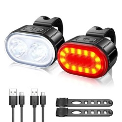 Ciclism Ciclism Bicicletă Față Spate Set Bicicletă Încărcare USB Far Lumină MTB Impermeabil Lampă spate LED Lantern Piese pentru