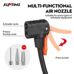 Xunting 140PSI Pompă de înaltă presiune pentru bicicletă AV FV Gonflator portabil de aer pentru picior Bicicletă MTB Pompă pentr