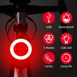 Lampă spate pentru bicicletă Multi moduri de iluminare LED reîncărcabilă prin USB Lampă pentru bicicletă Flash Tail pentru tija 