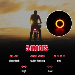 Lampă spate pentru bicicletă Multi moduri de iluminare LED reîncărcabilă prin USB Lampă pentru bicicletă Flash Tail pentru tija 