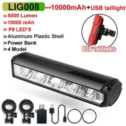 NEWBOLER Lampă pentru bicicletă față 10000mAh Lampă pentru bicicletă 6000 lumen Lanternă rezistentă la apă Încărcare USB MTB Acc