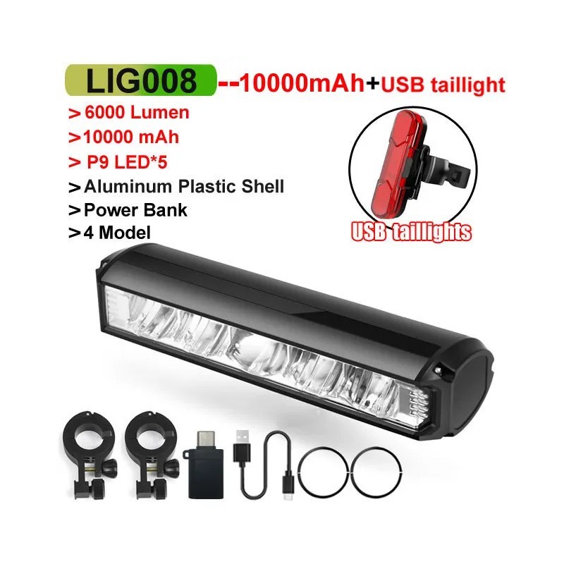 NEWBOLER Lampă pentru bicicletă față 10000mAh Lampă pentru bicicletă 6000 lumen Lanternă rezistentă la apă Încărcare USB MTB Acc NEWBOLER Lampă pentru bicicletă față 10000mAh Lampă pentru bicicletă 6000 lumen Lanternă rezistentă la apă Încărcare USB MTB Acc