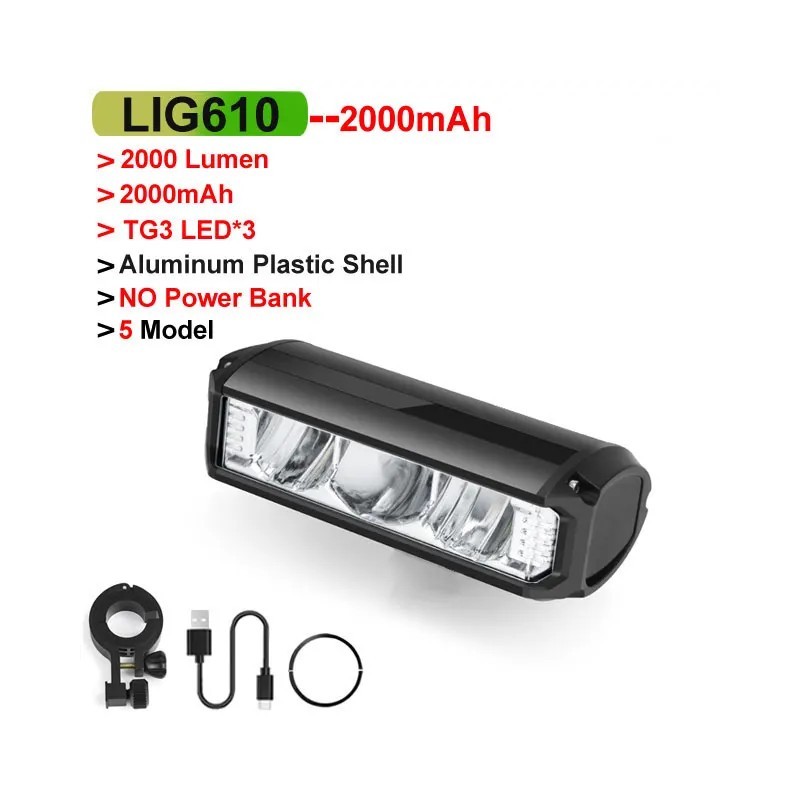 NEWBOLER Lampă pentru bicicletă față 10000mAh Lampă pentru bicicletă 6000 lumen Lanternă rezistentă la apă Încărcare USB MTB Acc