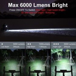 NEWBOLER Lampă pentru bicicletă față 10000mAh Lampă pentru bicicletă 6000 lumen Lanternă rezistentă la apă Încărcare USB MTB Acc