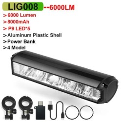 NEWBOLER Lumină pentru bicicletă față 6000 lumen Lampă pentru bicicletă 8000 mAh Lanternă rezistentă la apă Încărcare USB MTB Ac