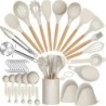 Set de 36 de bucăți de ustensile de gătit din silicon cu suport