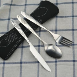 Set de picnic veselă lavabilă cu fermoar Kit de tacâmuri de călătorie Husă portabilă pentru cină Instrument de uz casnic Lingură