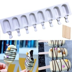 Mold pentru înghețată din silicon de calitate alimentară, cu 4/8 găuri, pentru cuburi de gheață, pentru palete, cu bastoane Dese