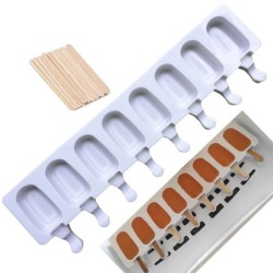Mold pentru înghețată din silicon de calitate alimentară, cu 4/8 găuri, pentru cuburi de gheață, pentru palete, cu bastoane Dese