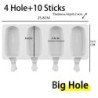 Mold pentru înghețată din silicon de calitate alimentară, cu 4/8 găuri, pentru cuburi de gheață, pentru palete, cu bastoane Dese