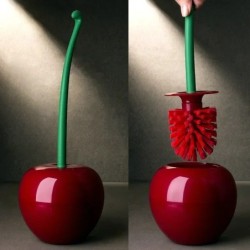 Suport de perie de toaletă roșie Accesorii pentru baie Creative Lovely Forma de cireș Set de suport pentru perie de toaletă
