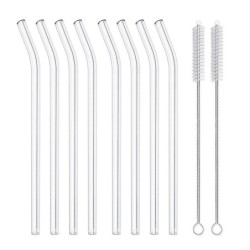 4/8 buc. paie reutilizabile din sticlă Paie de băut din sticlă transparentă, tuburi de 8 inci, 8 mm, paie pentru suc de ceai, pa