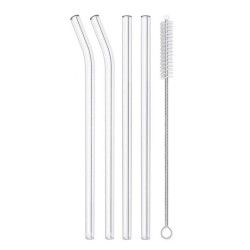 4/8 buc. paie reutilizabile din sticlă Paie de băut din sticlă transparentă, tuburi de 8 inci, 8 mm, paie pentru suc de ceai, pa