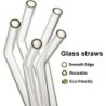 4/8 buc. paie reutilizabile din sticlă Paie de băut din sticlă transparentă, tuburi de 8 inci, 8 mm, paie pentru suc de ceai, pa
