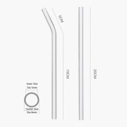 4/8 buc. paie reutilizabile din sticlă Paie de băut din sticlă transparentă, tuburi de 8 inci, 8 mm, paie pentru suc de ceai, pa