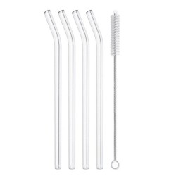 4/8 buc. paie reutilizabile din sticlă Paie de băut din sticlă transparentă, tuburi de 8 inci, 8 mm, paie pentru suc de ceai, pa