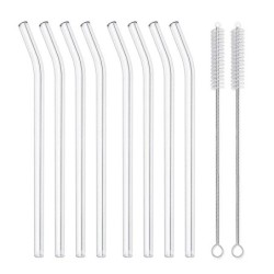 4/8 buc. paie reutilizabile din sticlă Paie de băut din sticlă transparentă, tuburi de 8 inci, 8 mm, paie pentru suc de ceai, pa